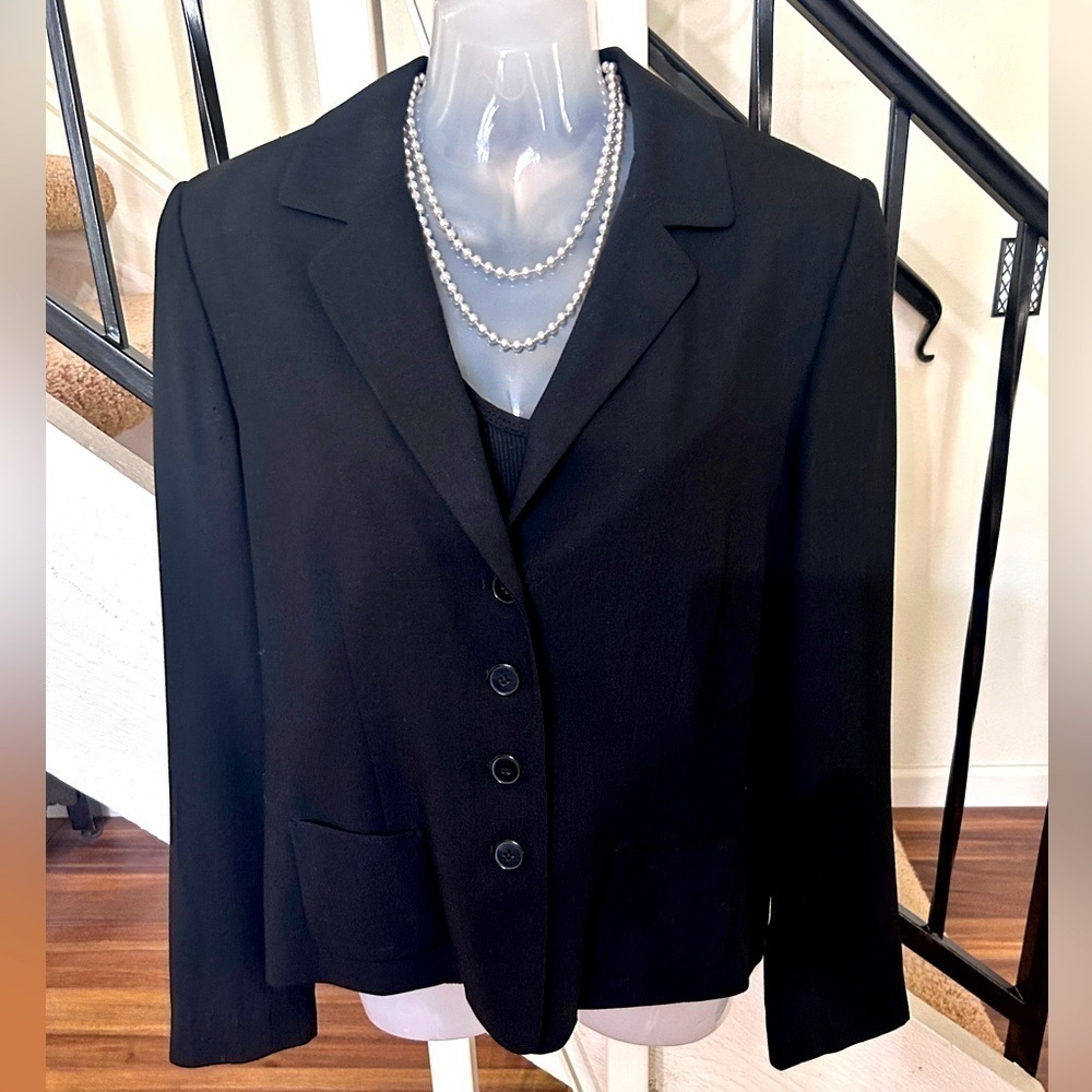 Casual Corner Black Blazer Jacket Coat Wool Blend Ladies SZ 14​​​…​​​